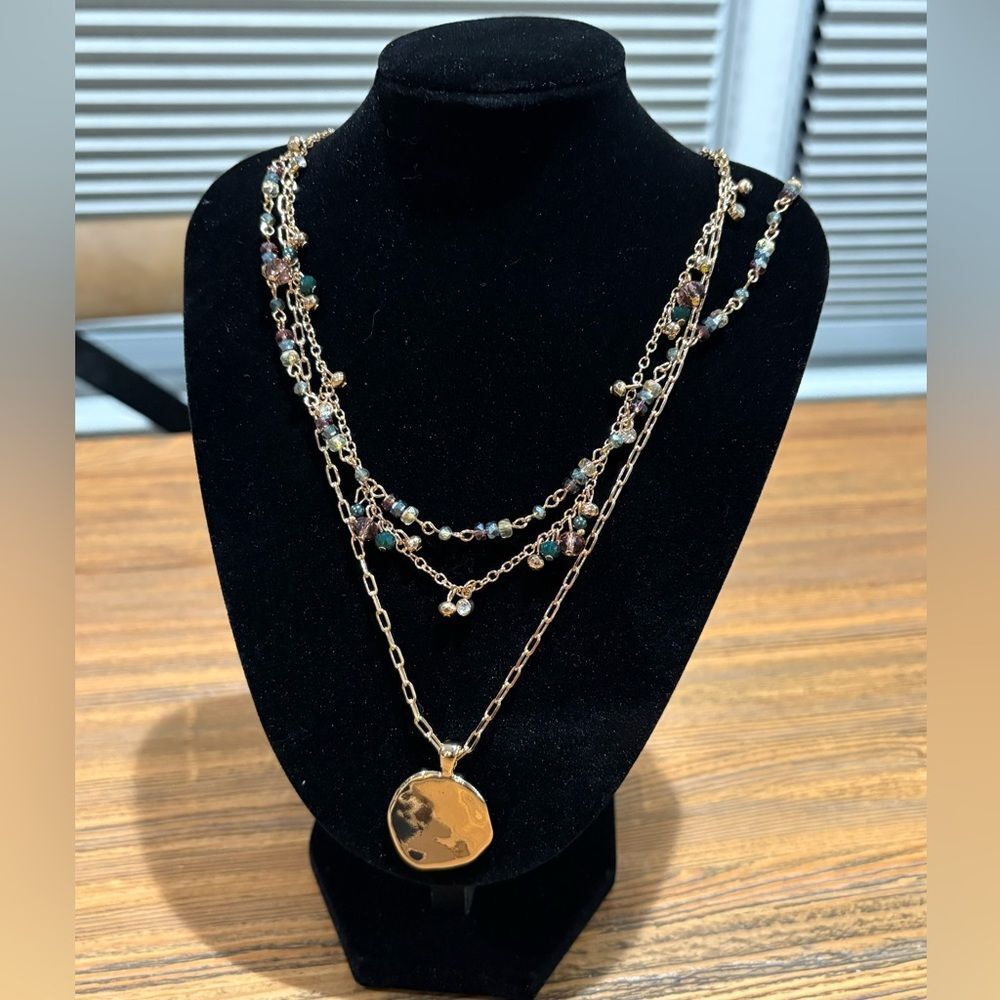 Style & Co. Gold Multi-Layer Gold Tone Necklace with Beads - Picture 10 of 11